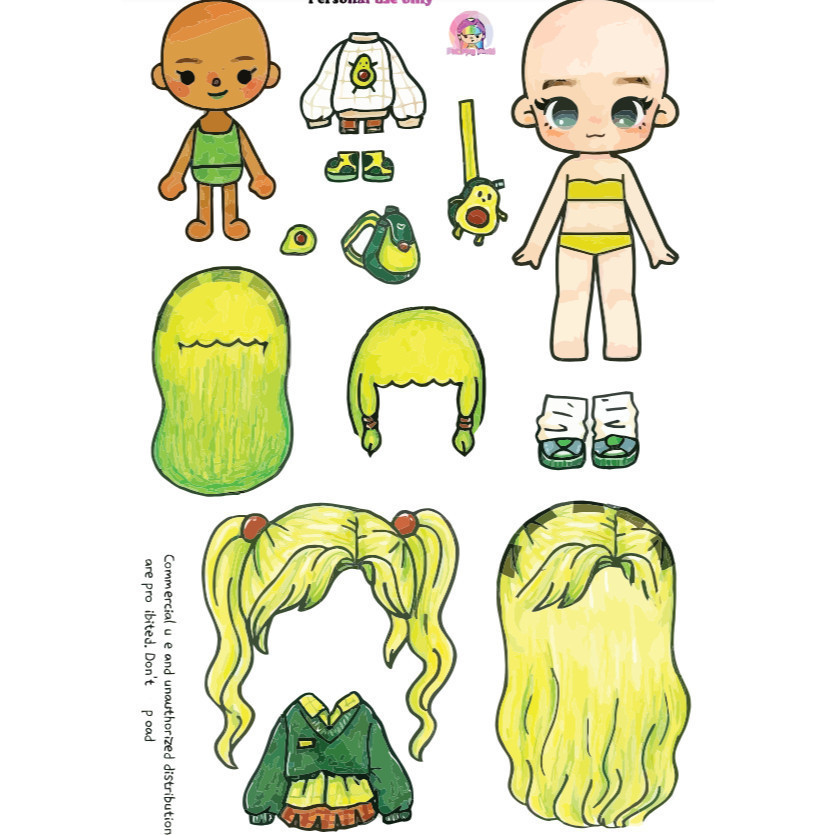 Đồ chơi búp bê giấy thay đồ Toca dễ thương - set giấy tự cắt dán DIY cho bé  giá rẻ