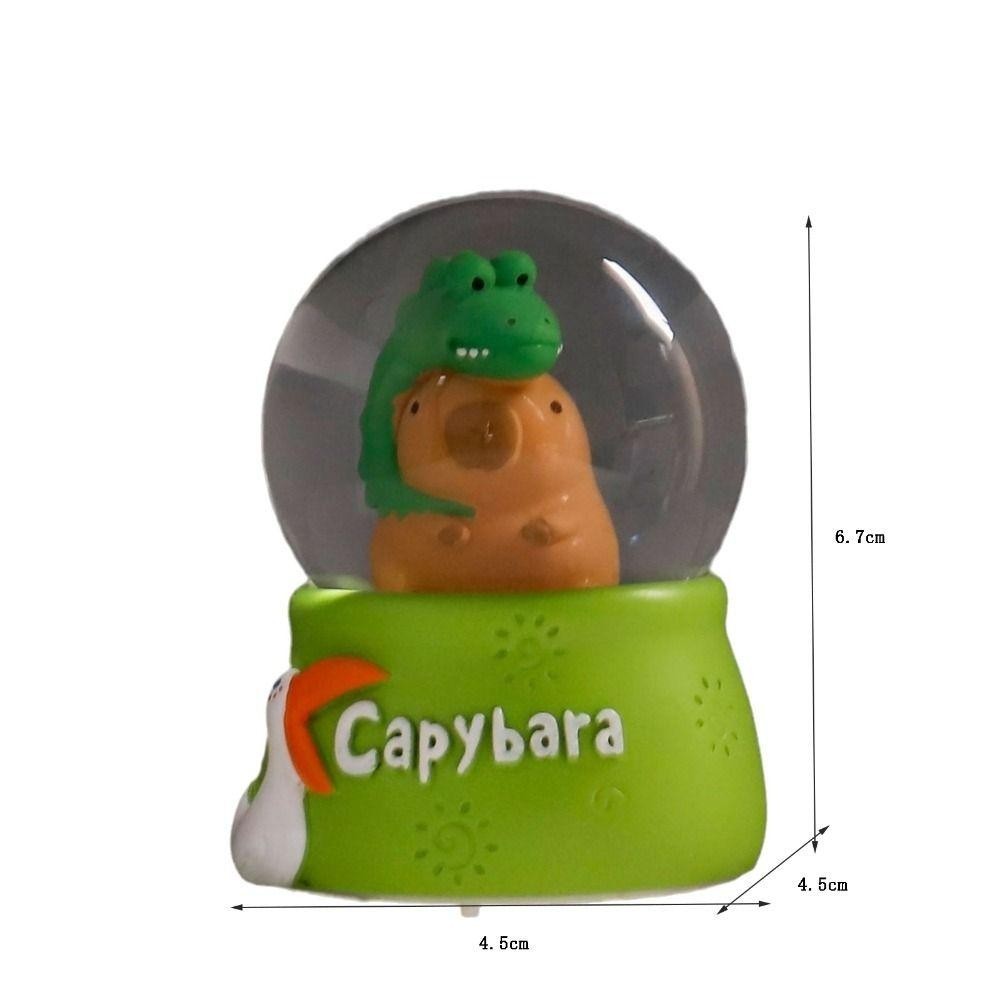 Đồ trang trí búp bê PWSEND, Quả bóng pha lê hoạt hình bằng nhựa Capybara, Kim sa tươi Đèn điện thủ công Phòng ngủ