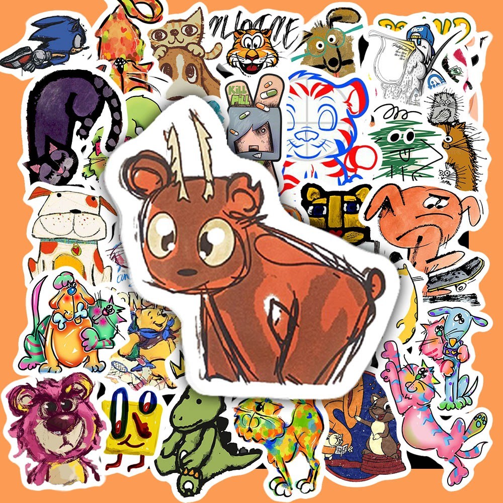 Set 50 Sticker Hoạt Hình Art Dễ Thương – Decal Trang Trí Đa Năng | Chống Nước