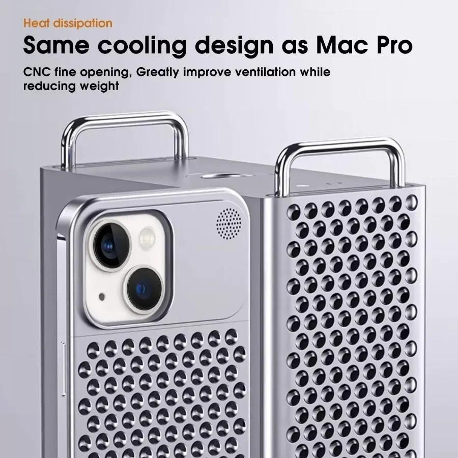 Dành Cho iPhone 17 16 15 14 Plus 13 12 Pro Max Nhôm Không Vành Kim Loại Hương Liệu Ốp Lưng Tản Nhiệt Chống Trầy Xước Chống Sốc Slim Cover