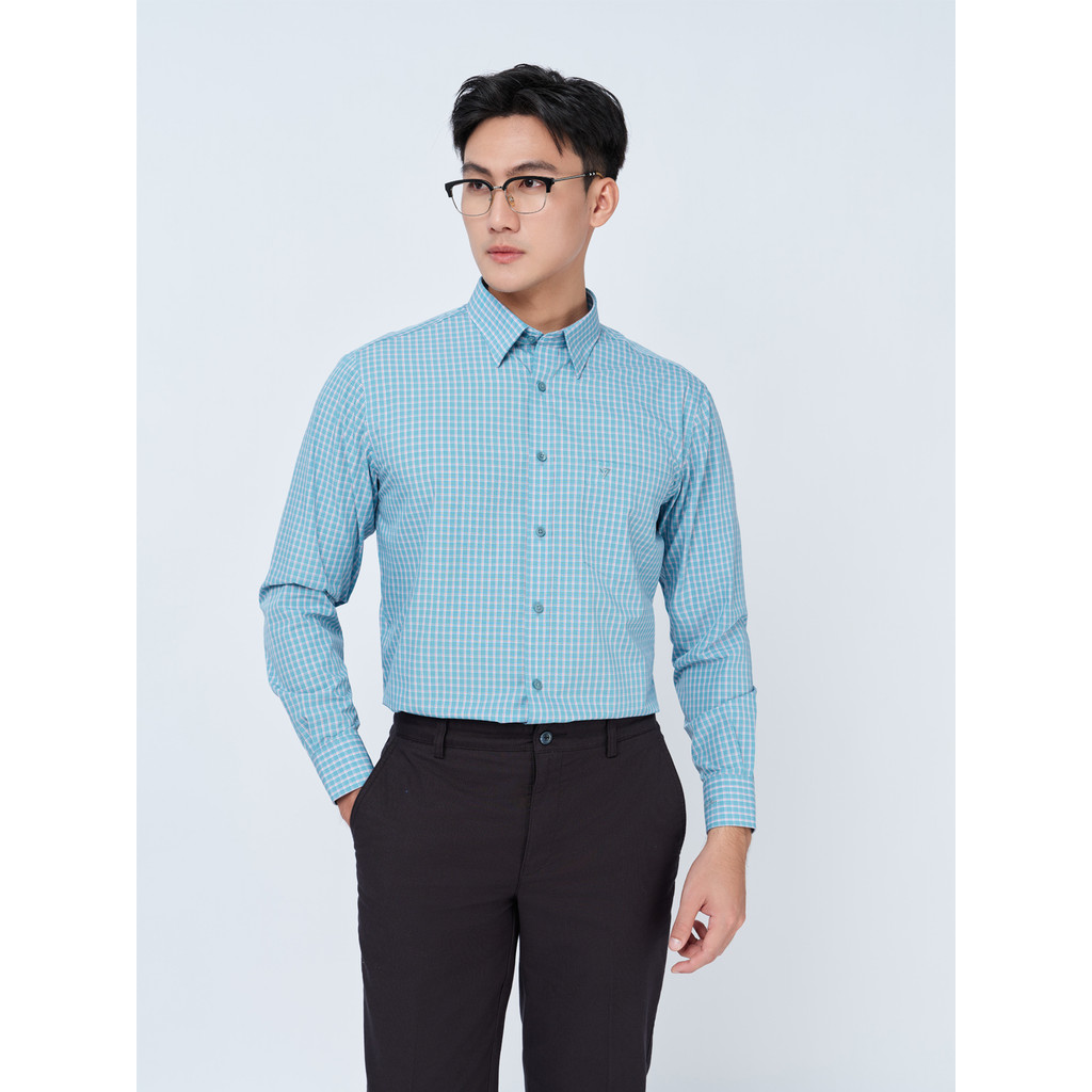 Sơ mi dài tay vạt tròn VIETTIEN vải sợi tre phom REGULAR VT00000306