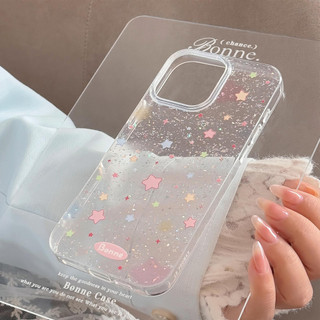 [Sheren] Ốp điện thoại iPhone hình ngôi sao màu hồng phong cách Hàn Quốc Thích hợp cho i16 15 14 13 12 11 pro max Vỏ bảo vệ chống sốc