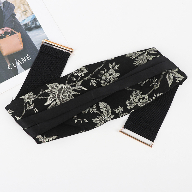 [Bộ sưu tập công nghiệp nặng 40 kiểu] Phong cách cổ điển Công nghiệp nặng thêu Satin Dây thun thêu phong cách dân tộc Thắt lưng phong cách cung điện Dây buộc tất cả các trận đấu W