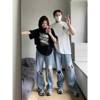 HIIXIIVI Mới Phong Cách Hàn Quốc Thời Trang Nữ Quần Áo Rời Cặp Đôi Áo Thun Cotton Tay Ngắn Oversize Tee Nhân Quả Người Phụ Nữ Cổ Tròn Áo