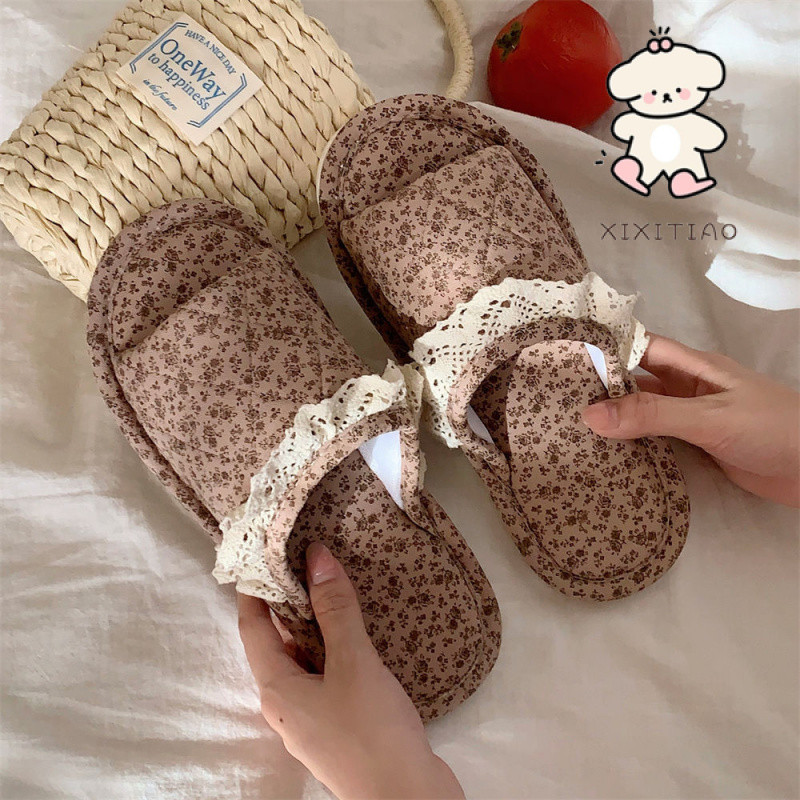 Xixitiao Cotton Lanh Dép Phong Cách Nhà Bốn Mùa Đa Năng Nữ Trong Nhà