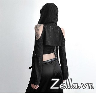 Phụ Nữ Suncreen Cardigan Rỗng Khóa Kim Loại Tay Dài Có Mũ Trùm Đầu Che Mùa Xuân Mùa Hè Mềm Shrug