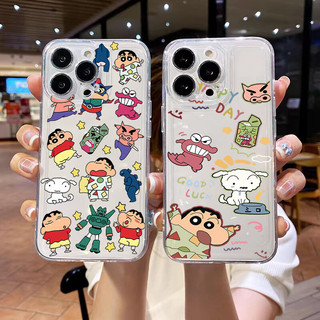 Vỏ Crayon Shin-chan Dễ Thương Cho Samsung Galaxy S24 S23 FE S25 S24 S23 Ultra Plus A56 5G Vỏ Hoạt Hình Mềm Chống Sốc Camera Silicon Bảo Vệ TPU Trong Suốt Vuông