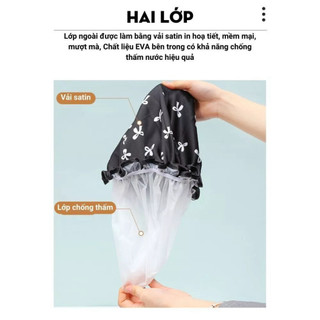 Mũ Tắm Trùm Tóc Chống Nước 2 Lớp Mũ Trùm Tóc Mũ Trùm Đầu Tắm Họa Tiết Nơ Thanh Lịch Co Giãn Tốt NGÓI HOME - MT01