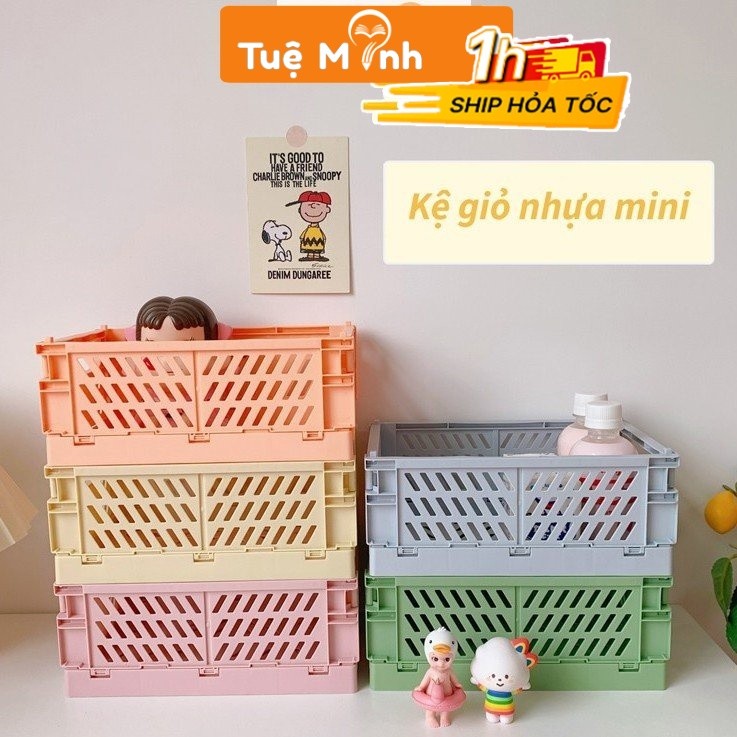 Kệ giỏ nhựa mini lắp ráp đựng đồ dùng sách vở K37, rổ nhựa có thể xếp ...