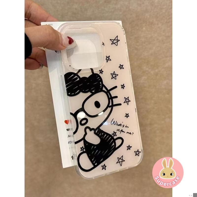 Ốp điện thoại hình mèo Star Kitty Line dễ thương cho Redmi Note 14 13 12 Turbo 4 3 11T 11 10 Pro Plus 5G Vỏ điện thoại chống sốc mềm màu kem hoạt hình