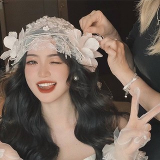 Mũ Nữ Hoa Trắng Chống Trơn Trượt Đa Năng Làm Đẹp Cô Dâu Mũ Cho Phù Dâu Tiệc Cưới Phù Dâu