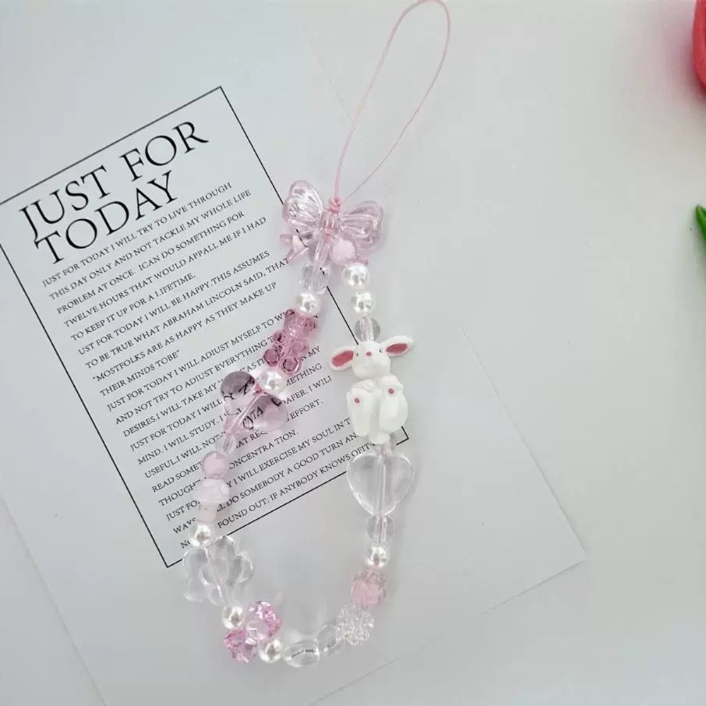 Vòng tay mặt dây chuyền thỏ nơ, handmade đính hạt, chống hư hại, đa năng