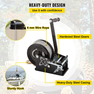 Tời Quay Tay 800LBS, Ròng Rọc Tàu Thuyền, Dây Đai Thép, Phiên Bản Điện Di, Tiện Dụng, Giá Tốt trên Shopee