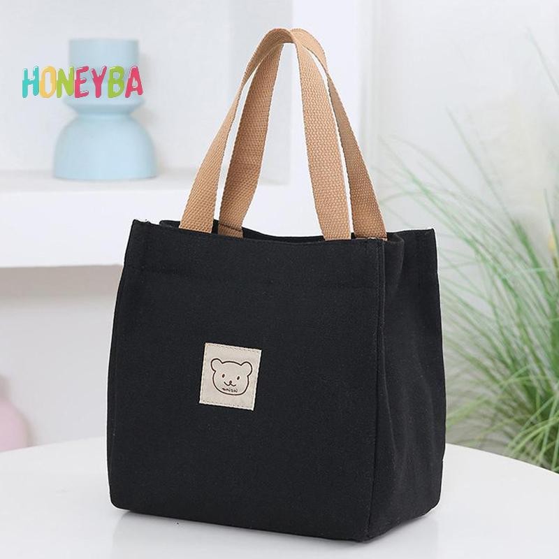 < Honeyba > Túi vải thời trang Túi xách Bento Hộp cơm trưa Túi vải nhỏ cầm tay