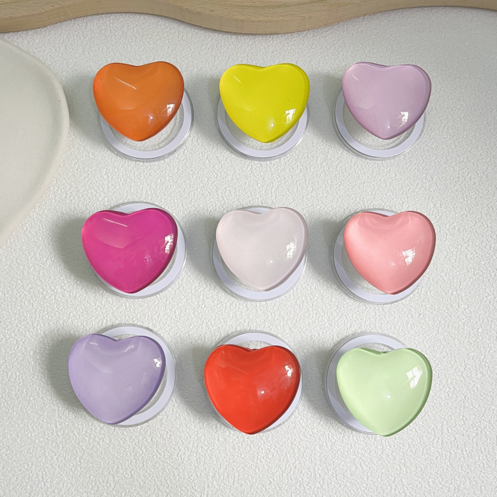 Simple Love Heart Giá đỡ từ tính Kính màu trơn Lập thể Đá quý Vỏ điện thoại Kính thiên văn Giá đỡ từ tính