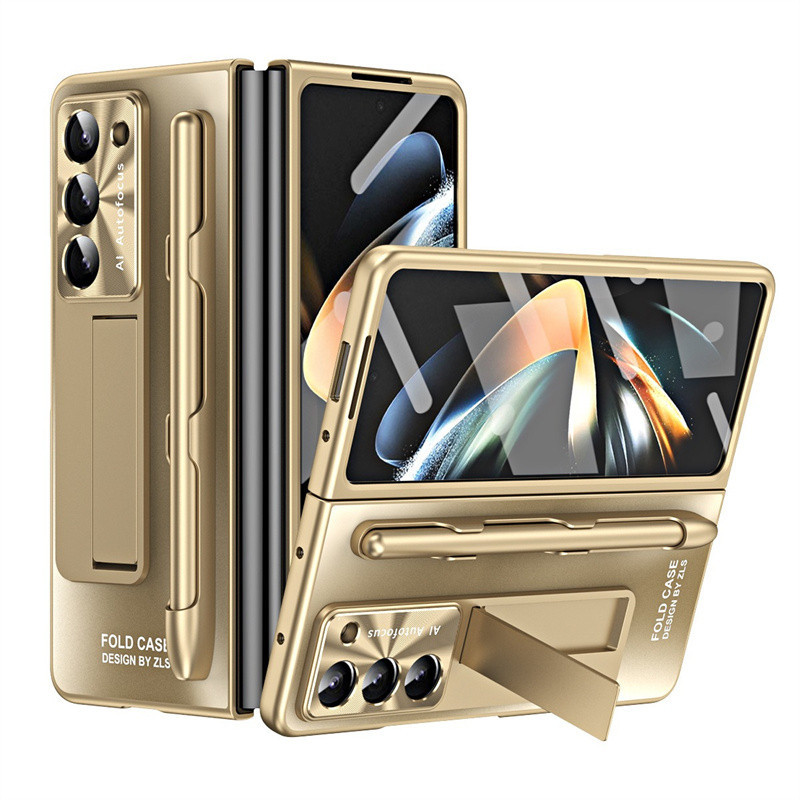 Vỏ Giá Đỡ Mạ Điện Samsung Galaxy Z Fold 5 Z Fold 4 Matte S Khe Cắm Bút Chân Đế Phim Cường Lực Tất Cả Vỏ Protetcive Z Fold 3 Vỏ Cứng Pc