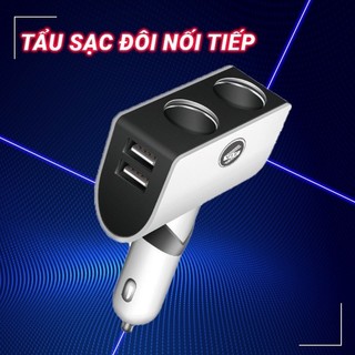 Bộ Chia Tẩu Sạc Ô Tô 2 Cổng Tẩu Và 2 Cổng Usb Dành Cho Xe Ô Tô, Xe Tải Cao Cấp, Sử Dụng Điện 12v Và 24v