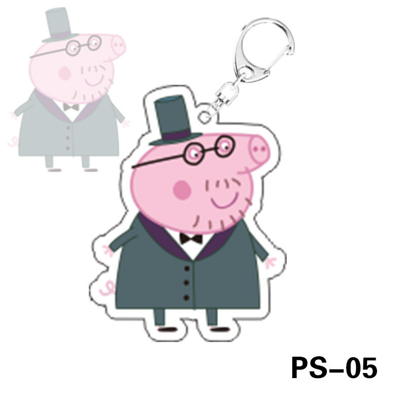 Peppa Pig Acrylic Hoạt Hình Hoạt Hình Móc Khóa Học Sinh Mặt Dây Chuyền Trang Trí Trò Chơi Ngoại Vi