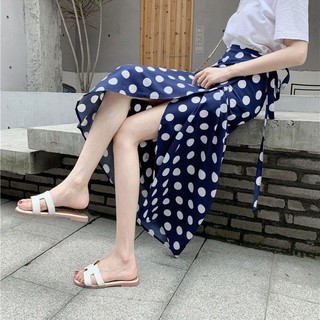 Một Mảnh Váy Cao Cấp Phối Ren Ôm Hơn Nhìn Chấm Bi Chống Nắng Váy Giữa Chiều Dài Đi Biển Váy Dài
