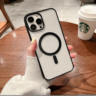 Ốp điện thoại sạc không dây từ tính cứng Acrylic trong suốt cho iPhone 15 14 13 12 11 Pro Max Mini X Xs XR 7 8 Plus