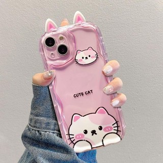Vỏ Tai Mèo 3D Hoạt Hình Cho Samsung Galaxy A13 A53 A33 A73 A23 A05 A54 A14 A34 A24 A05 A05S A15 A55 A52 A72 Ốp Điện Thoại Silicon Mềm Trong Suốt Dễ Thương