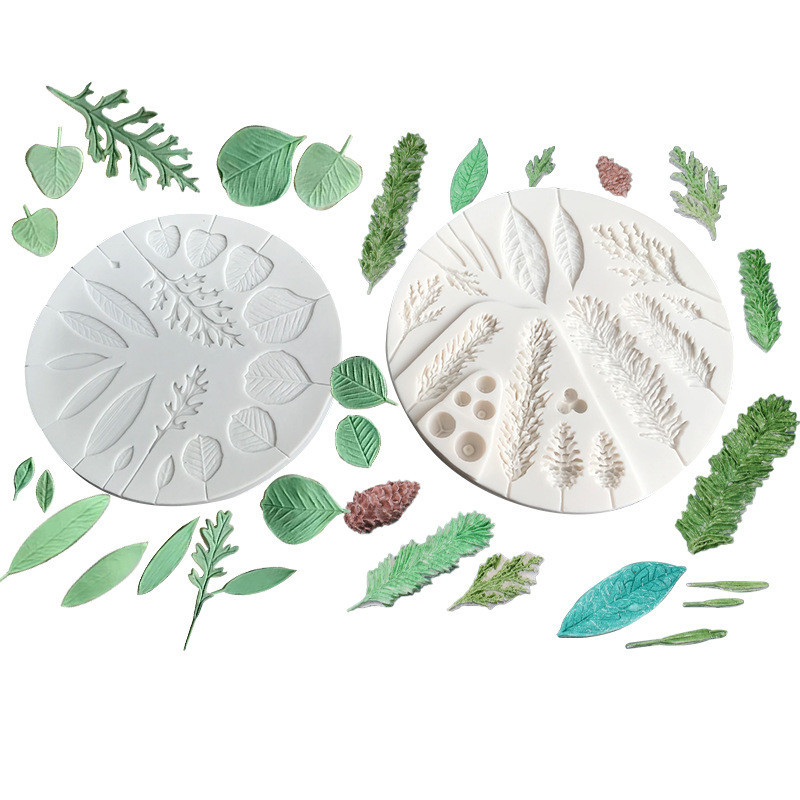 Lá Thông Nón Khuôn Silicon DIY Fondant Bánh Trang Trí Viền Khuôn Socola Khuôn Làm Bánh DIY