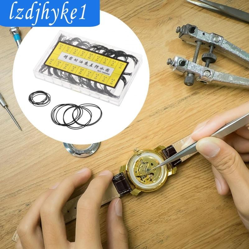 180 Chiếc Đồng Hồ Mặt Sau Gioăng Miếng Đệm Cói Vòng Đệm 18 Kích Cỡ Phụ Kiện Đồng Hồ, Đen