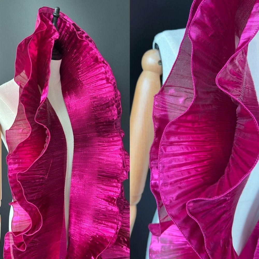 ODAKA Big Wave Ren Vải, Kim Loại Sang Trọng 15cm Rộng Pleat Lưới Organza, Phụ Kiện Đầm Ruffle Thời Trang DIY Tạo Kiểu May Xếp Ly Vải Ren