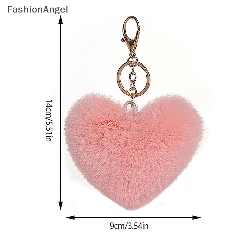 FashionAngel Màu Trơn Lông Tơ Pompom Móc Khóa Quà Tặng Cho Nữ Mềm Mại Hình Trái Tim Pompon Giả Túi Ô Tô Phụ Kiện Móc Khóa TH