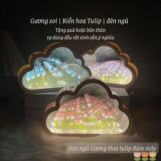 Đèn ngủ Handmade Tulip hình Đám Mây Bunnies Tráng Gương Trang Trí Phòng Ngủ