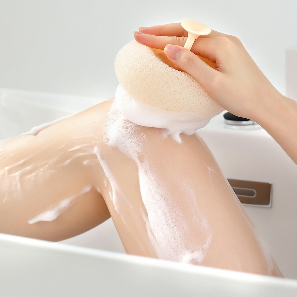 Bông Tắm Xơ Lưới Siêu Tạo Bọt Tẩy Tế Bào Chết Có Kẹp Ngón Tay Tiện Lợi FETA