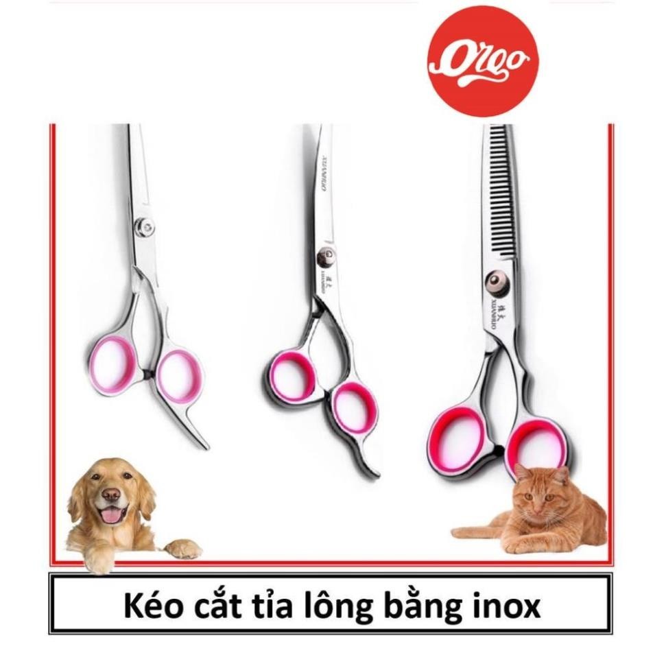 Orgo - (1 cái) Kéo cắt tỉa lông chó mèo bằng inox (2 size 4 loại kéo ...