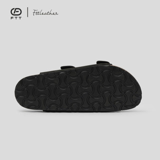 Dép đế trấu quai ngang 2 khóa da bò Fttleather cho nam nữ thời trang unisex thấm hút mồ hôi chân