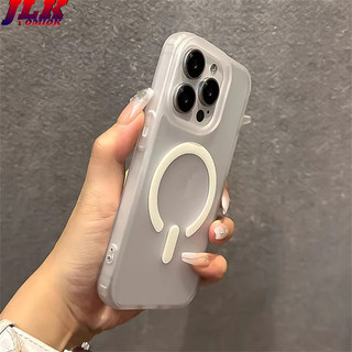 [Jlk] Ốp Sạc Không Dây Từ Tính Mờ Trong Suốt Cho iPhone 15 14 Plus 13 12 Pro Max 11 Jelly Ốp Lưng Cứng Chống Sốc