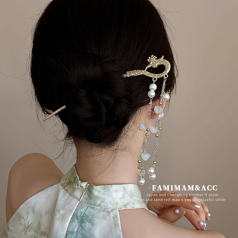 Kẹp tóc ngọc trai cao cấp phong cách Trung Hoa