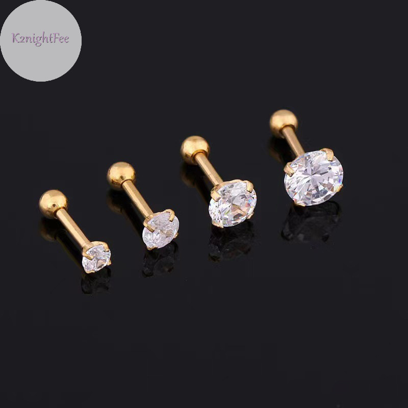 K2nightfee 1 Cái 4 Prong Bông Tai Đính Kim Cương Giả Dành Cho Nữ / Nam Tragus Sụn Tiêu Chuẩn Lobe Trang Sức Quà Tặng VN