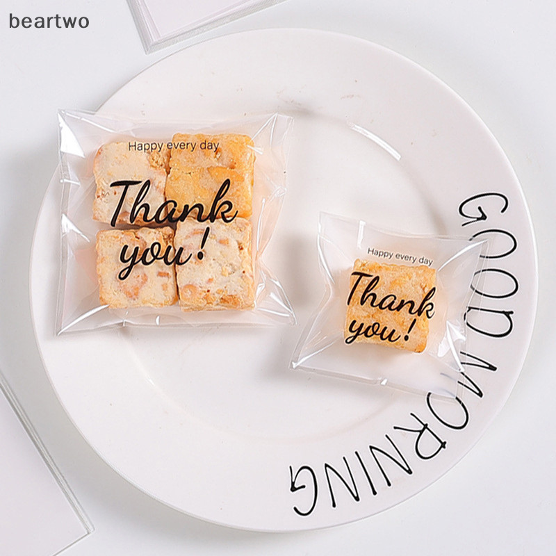 < Beartwo > 100 Cái / gói Cảm Ơn Bạn Rõ Ràng Túi Tự Dính Kẹo Túi Bánh Ngọt Đẹp