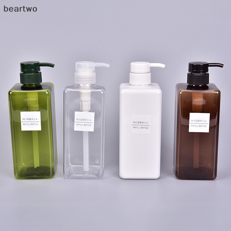 < Beartwo > Chai đựng máy bơm rỗng bằng nhựa 650ml Dầu gội Lotion Sữa tắm Chai Gel đẹp