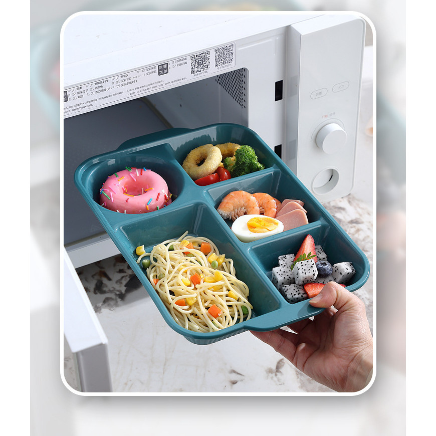 Có Dao Nĩa Thìa Đĩa Thực Phẩm Vuông Phù Hợp Với 5 Lưới Ăn Sáng Đĩa Sâu Ngăn Khay 211 Khay Ăn Giảm Béo Đĩa Thực Phẩm Giảm Cân Đĩa Định Lượng Trẻ Em