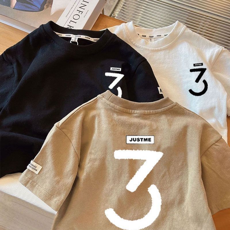 Áo thun bé trai Cotton mỏng tay ngắn hàng đầu mùa hè mát mẻ Quần áo trẻ em 90-150 Size 6H6F