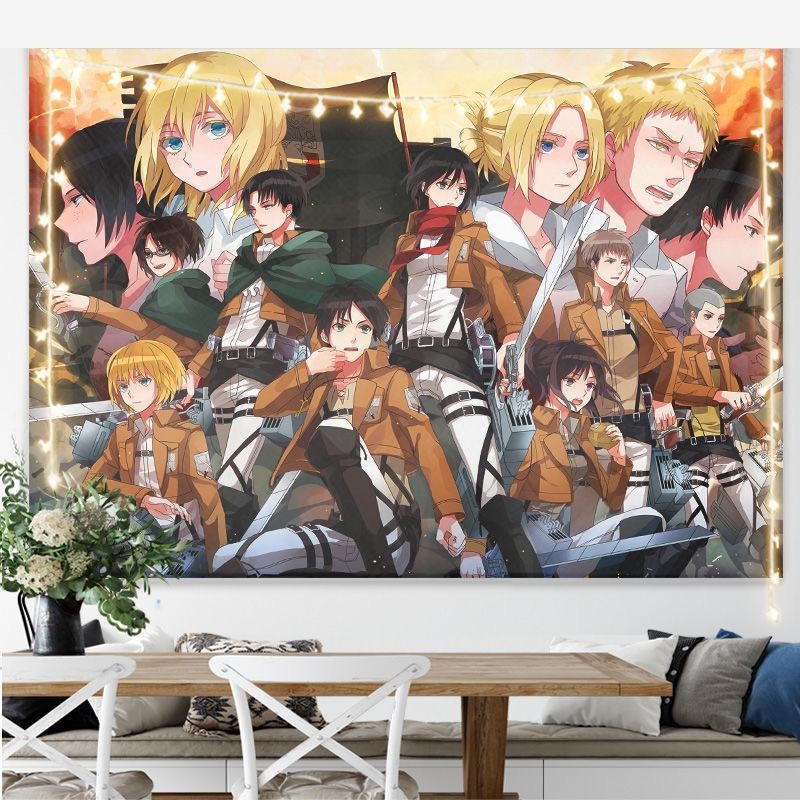 Tấm thảm trang trí Anime Attack On Titan Eren Yeager Trang trí nội thất Phòng ngủ Treo tường Tấm thảm có đèn LED Tùy chọn cho người hâm mộ ACG