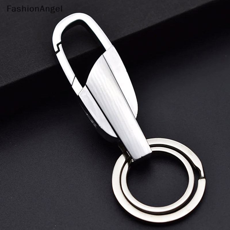 FashionAngel 1Pc Thép Không Gỉ Móc Khóa Thời Trang Cao Cấp Móc Khóa Cá Tính Nam Khóa Ô Tô Nhẫn Giá Đỡ Bạc Đen Quà Tặng TH