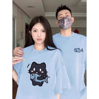 HIIXIIVI Mới Phong Cách Hàn Quốc Thời Trang Nữ Quần Áo Rời Cặp Đôi Áo Thun Cotton Tay Ngắn Oversize Tee Nhân Quả Người Phụ Nữ Cổ Tròn Áo