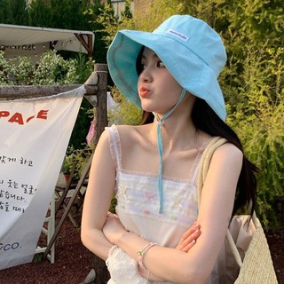 Mũ ngư dân sọc YONDR, Mũ xô sọc có thể gập lại mùa xuân hè, vành rộng đơn giản Mũ chống nắng nữ ngoài trời Hàn Quốc đi bộ đường dài