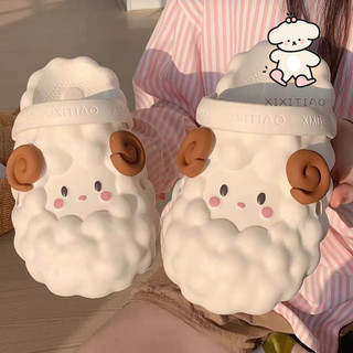 Xixitiao Dép Xăng Đan Nữ Kiểu Dáng Mẹ Và Con Thoải Mái Đế Mềm Họa Tiết Hình Chú Cừu Hoạt Hình Dễ Thương