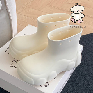 Giày Đi Mưa Xixitiao Nữ Thu Đông Phong Cách Mới Thường Ngày Ngoài Trời Mặc Ngoài Trời Chống Thấm Nước Đế Dày Thời Trang