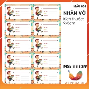 20 Nhãn vở - Nhãn dán vở - Nhãn dán sách - Nhãn dán tập - Nhãn tên