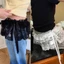 KANGN Ren Xù Váy, Y2K Dạo Phố Thêu Ren Hoa Mini Váy, Xuyên Qua Bông Tai Kẹp Mông Rèm Quần Jean Trang Trí