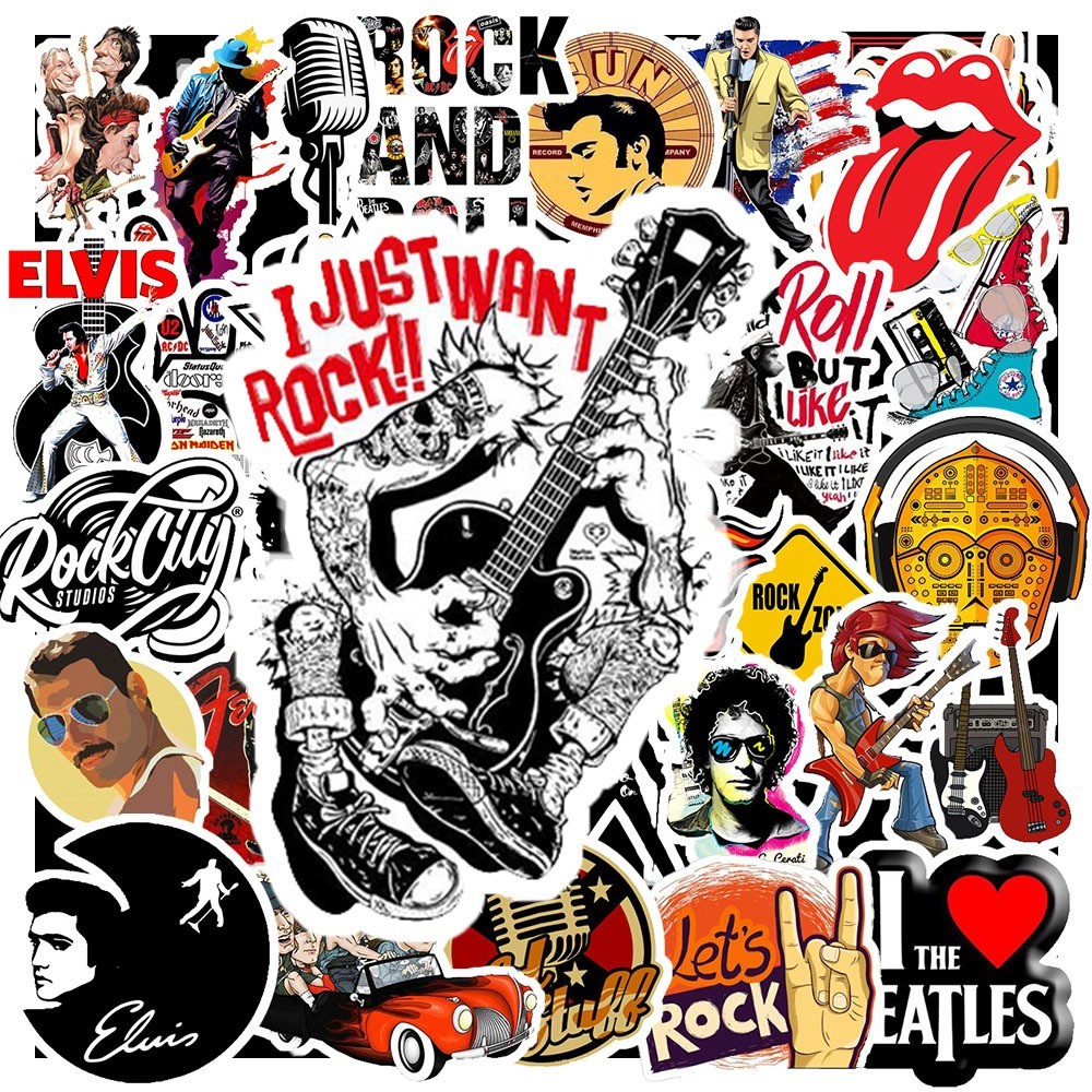 50 Miếng Dán Sticker Trang Trí Phong Cách Rock And Roll Cá Tính - Trang Trí Vali | Nón Bảo Hiểm | Xe Máy
