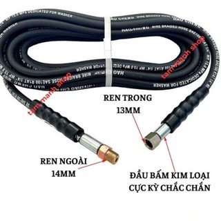 Dây rửa xe áp lực cao 10m,15m, 20m tặng kèm béc đồng - dây xịt rửa xe ren 13mm DÙNG CHO MÁY MÔ TƠ KÉO